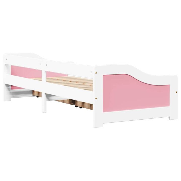 Dagbädd Med 2 Lådor Utan Madrass Irun Vit&amp;Rosa 90X200 Cm