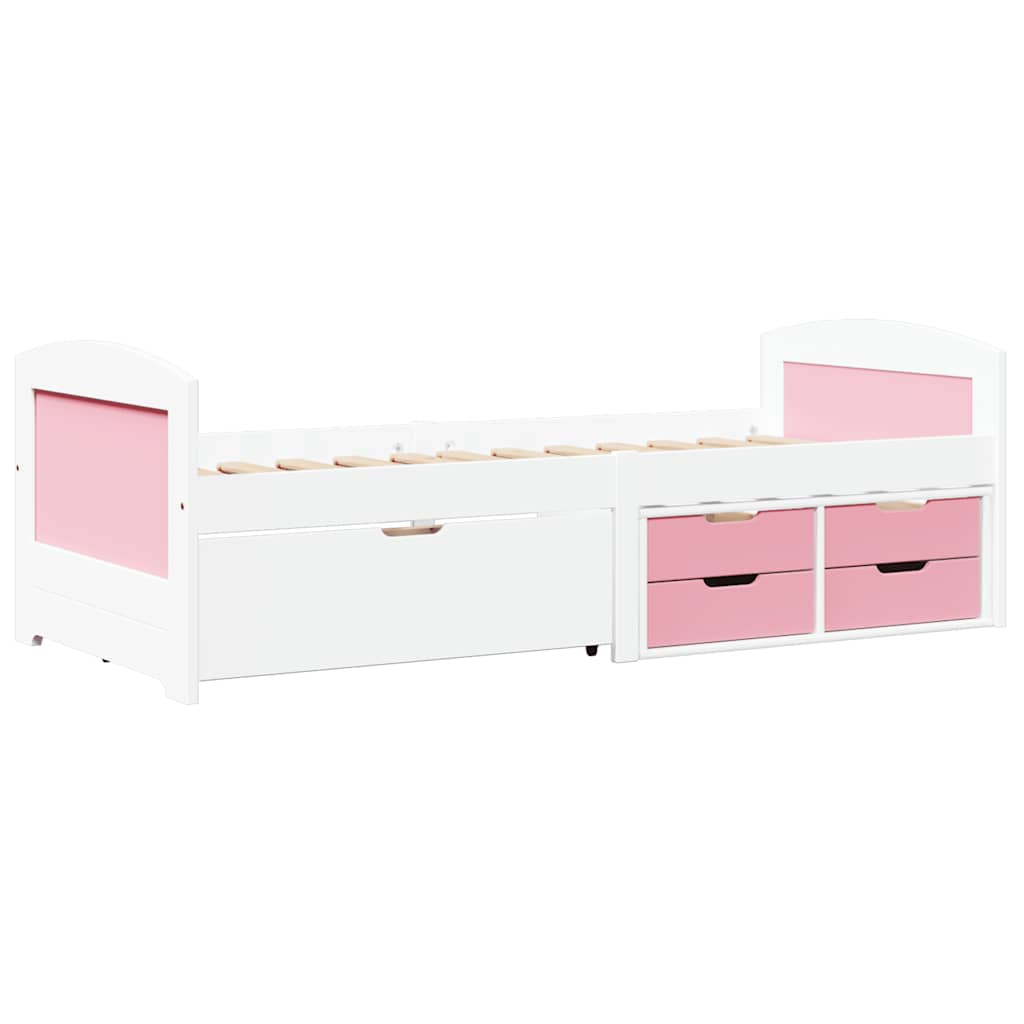 Dagbädd Med 5 Lådor Utan Madrass Irun Vit&amp;Rosa 90X200 Cm
