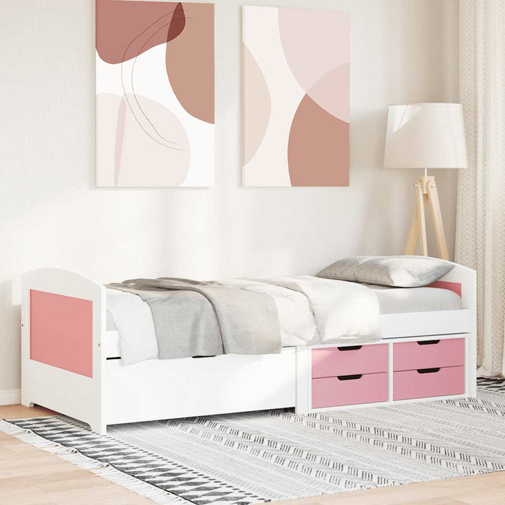 Dagbädd Med 5 Lådor Utan Madrass Irun Vit&amp;Rosa 90X200 Cm