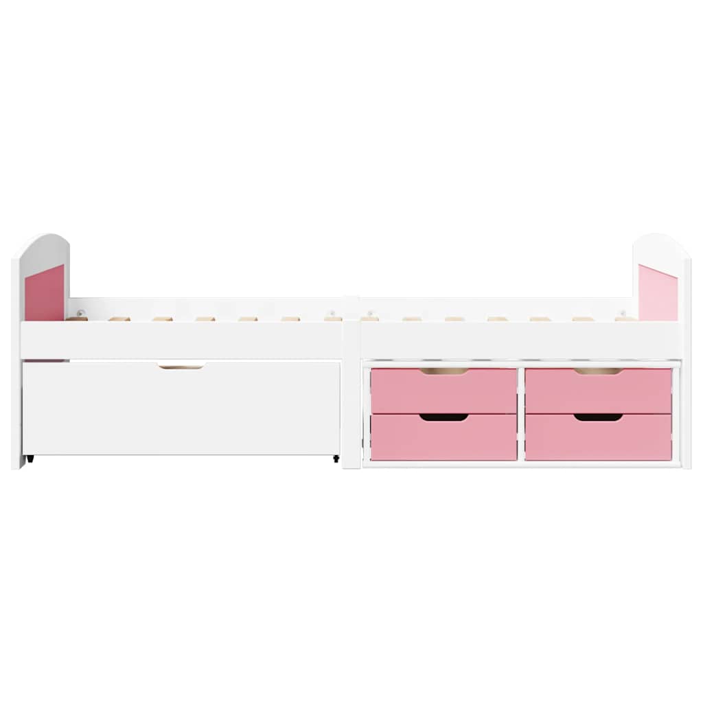 Dagbädd Med 5 Lådor Utan Madrass Irun Vit&amp;Rosa 90X200 Cm