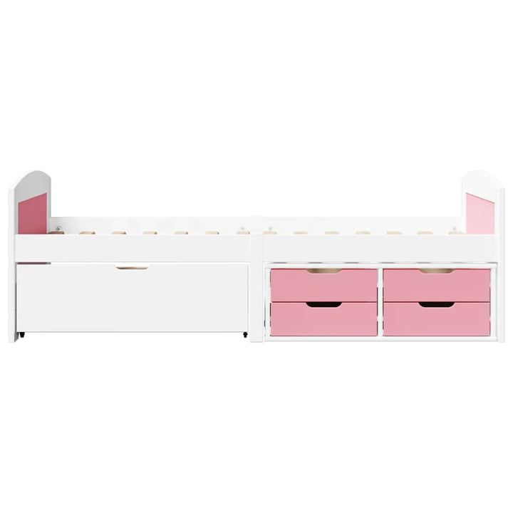Dagbädd Med 5 Lådor Utan Madrass Irun Vit&amp;Rosa 90X200 Cm
