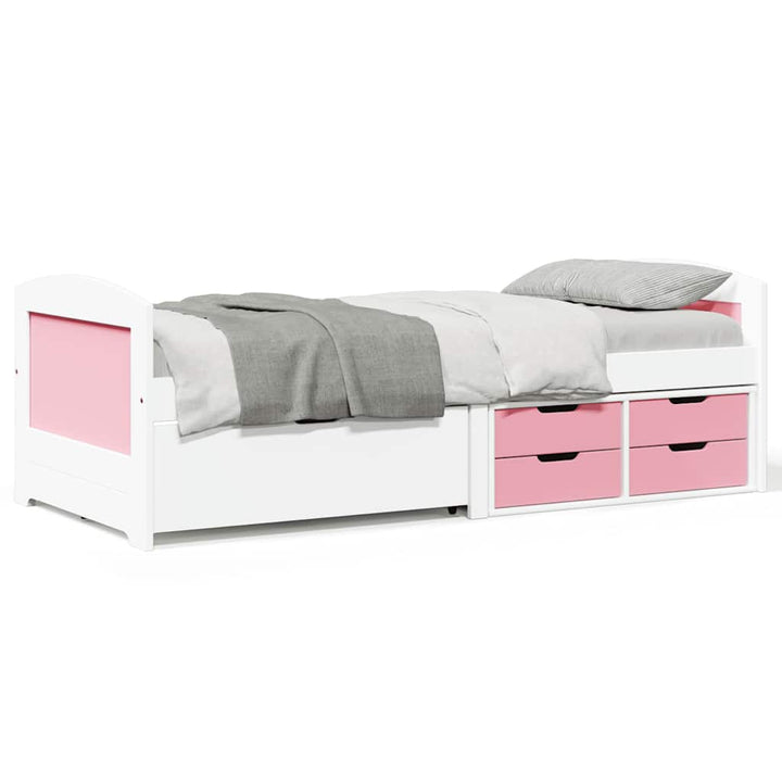 Dagbädd Med 5 Lådor Utan Madrass Irun Vit&amp;Rosa 90X200 Cm
