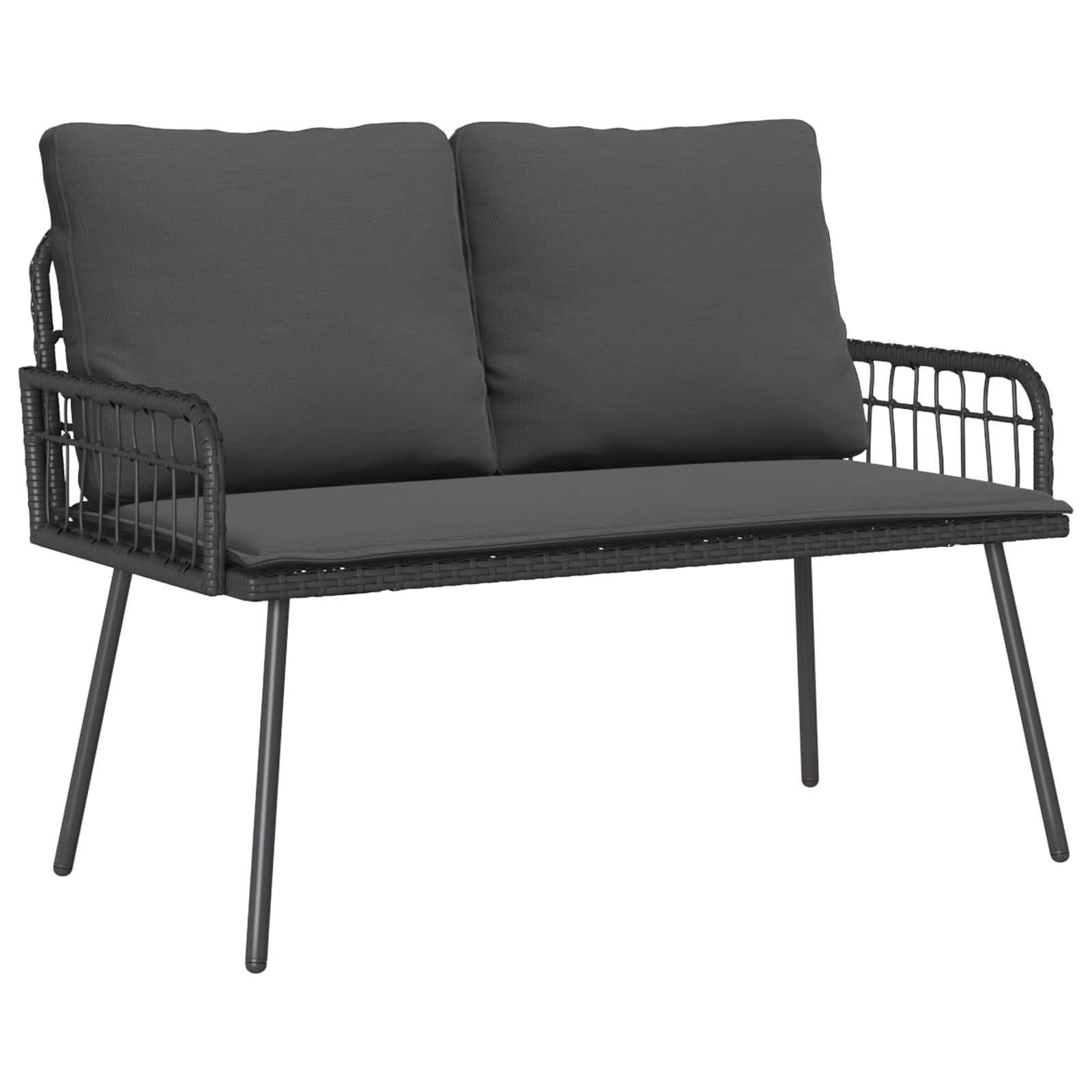 Trädgårdsbänk Med Kudde Antracit 114 X 64 X 90Cm Stål