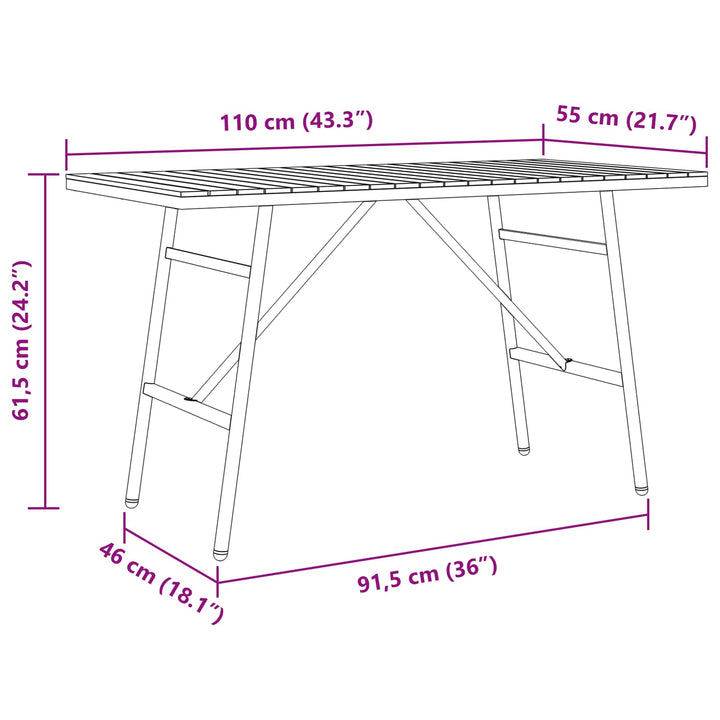 Matbord Brun 110 X 55 X 61,5 Cm Massivt Akaciaträ