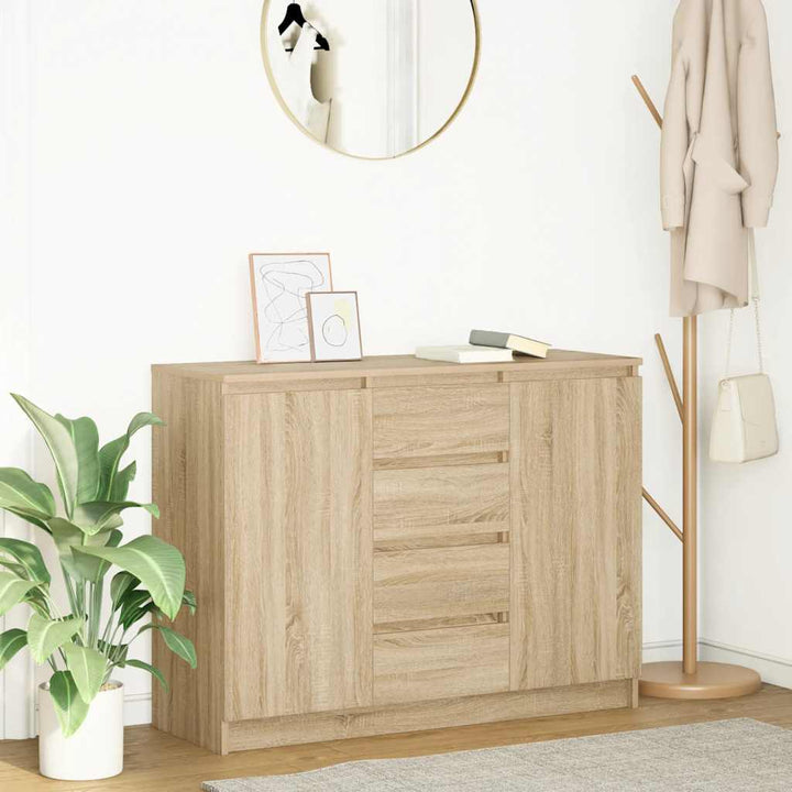 Skänk Med Lådor Rökt Ek 100,5X35X76 Cm Konstruerat Trä