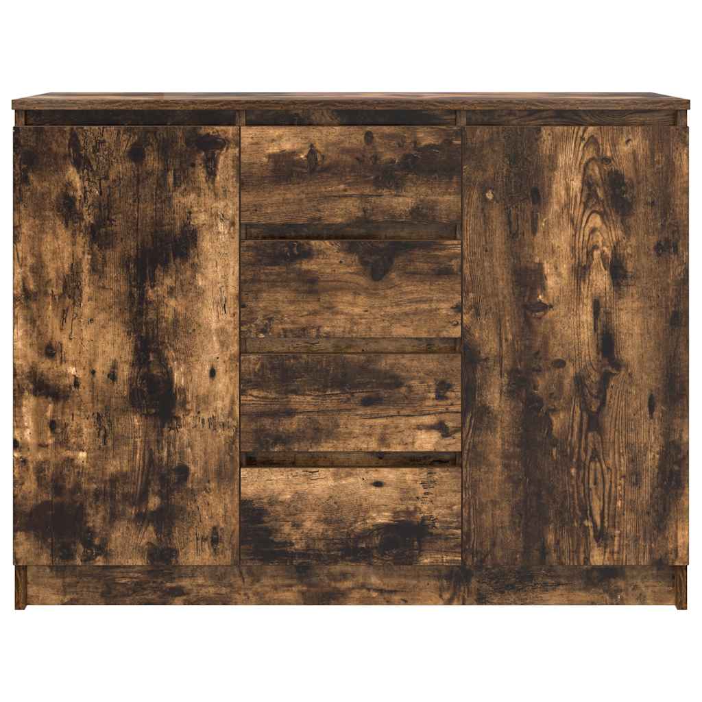 Skänk Med Lådor Rökt Ek 100,5X35X76 Cm Konstruerat Trä