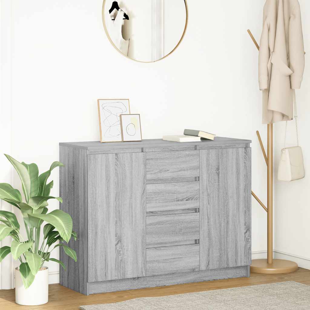 Skänk Med Lådor Rökt Ek 100,5X35X76 Cm Konstruerat Trä