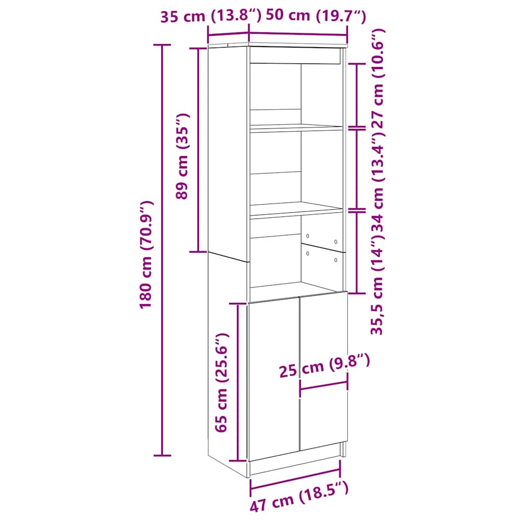 Högbord Ek 50X35X180 Cm Konstruerat Trä