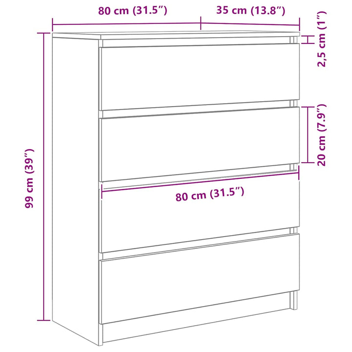 Skänk Rökt Ek 80X35X99 Cm Konstruerat Trä