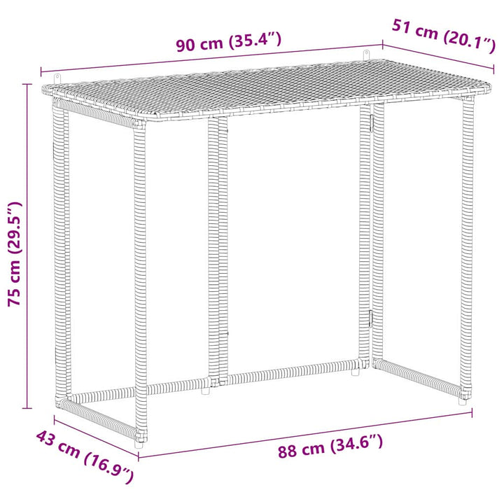 Hopfällbart Trädgårdsbord 90X51X75 Cm Konstrotting