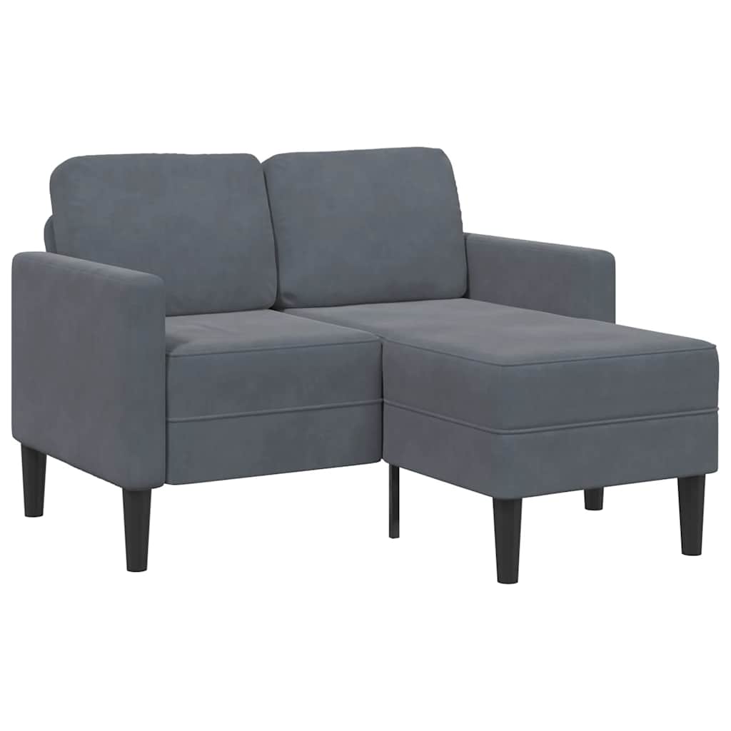 2-Sitssoffa Med Schäslong L-Formad Gräddvit 125 Cm Sammet