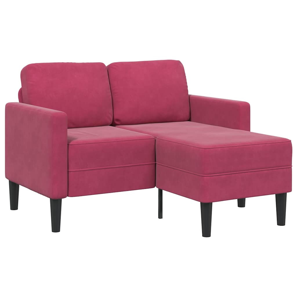 2-Sitssoffa Med Schäslong L-Formad Gräddvit 125 Cm Sammet