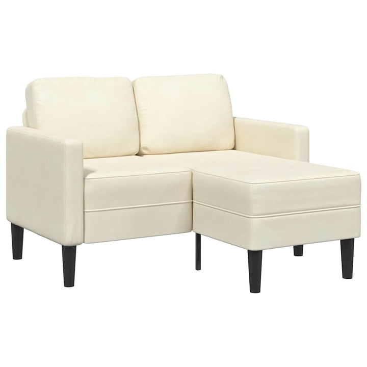 2-Sitssoffa Med Schäslong L-Formad Gräddvit 125 Cm Sammet