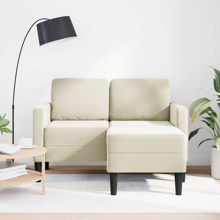 2-Sitssoffa Med Schäslong L-Formad Gräddvit 125 Cm Sammet
