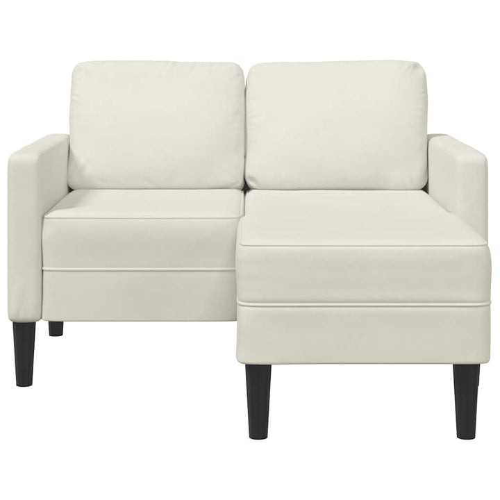 2-Sitssoffa Med Schäslong L-Formad Gräddvit 125 Cm Sammet