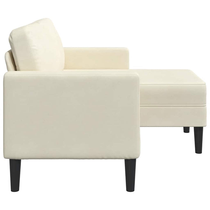 2-Sitssoffa Med Schäslong L-Formad Gräddvit 125 Cm Sammet