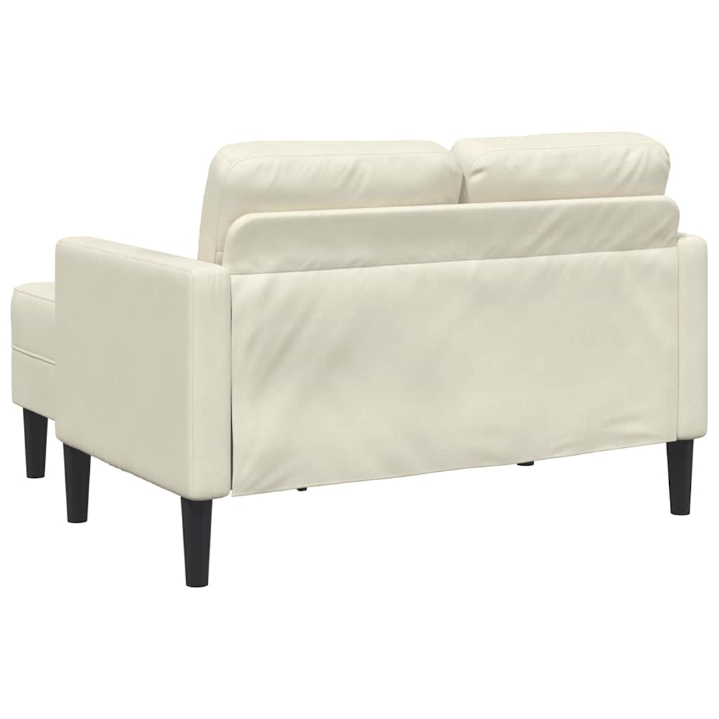 2-Sitssoffa Med Schäslong L-Formad Gräddvit 125 Cm Sammet