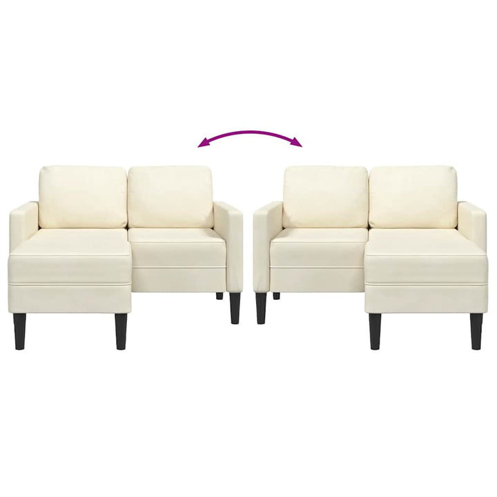 2-Sitssoffa Med Schäslong L-Formad Gräddvit 125 Cm Sammet