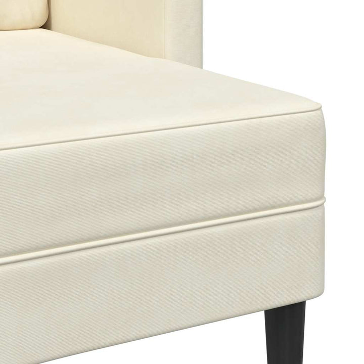 2-Sitssoffa Med Schäslong L-Formad Gräddvit 125 Cm Sammet