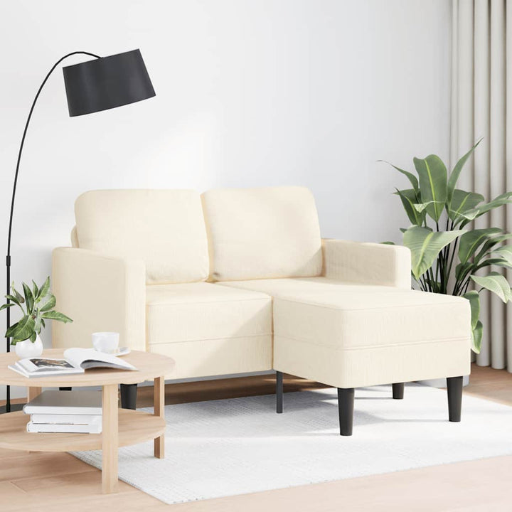 2-Sitssoffa Med Schäslong L-Formad Gräddvit 125 Cm Linne