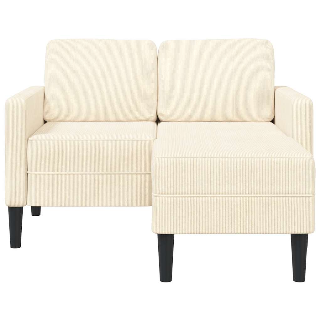 2-Sitssoffa Med Schäslong L-Formad Gräddvit 125 Cm Linne