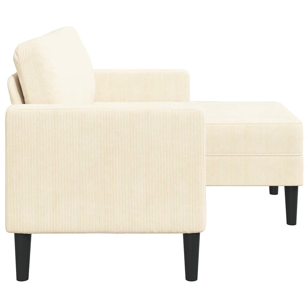2-Sitssoffa Med Schäslong L-Formad Gräddvit 125 Cm Linne