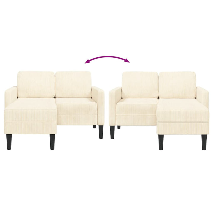2-Sitssoffa Med Schäslong L-Formad Gräddvit 125 Cm Linne