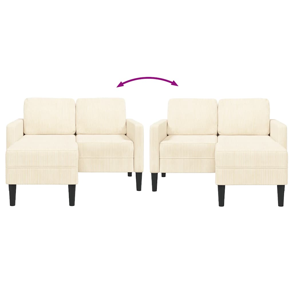 2-Sitssoffa Med Schäslong L-Formad Gräddvit 125 Cm Linne