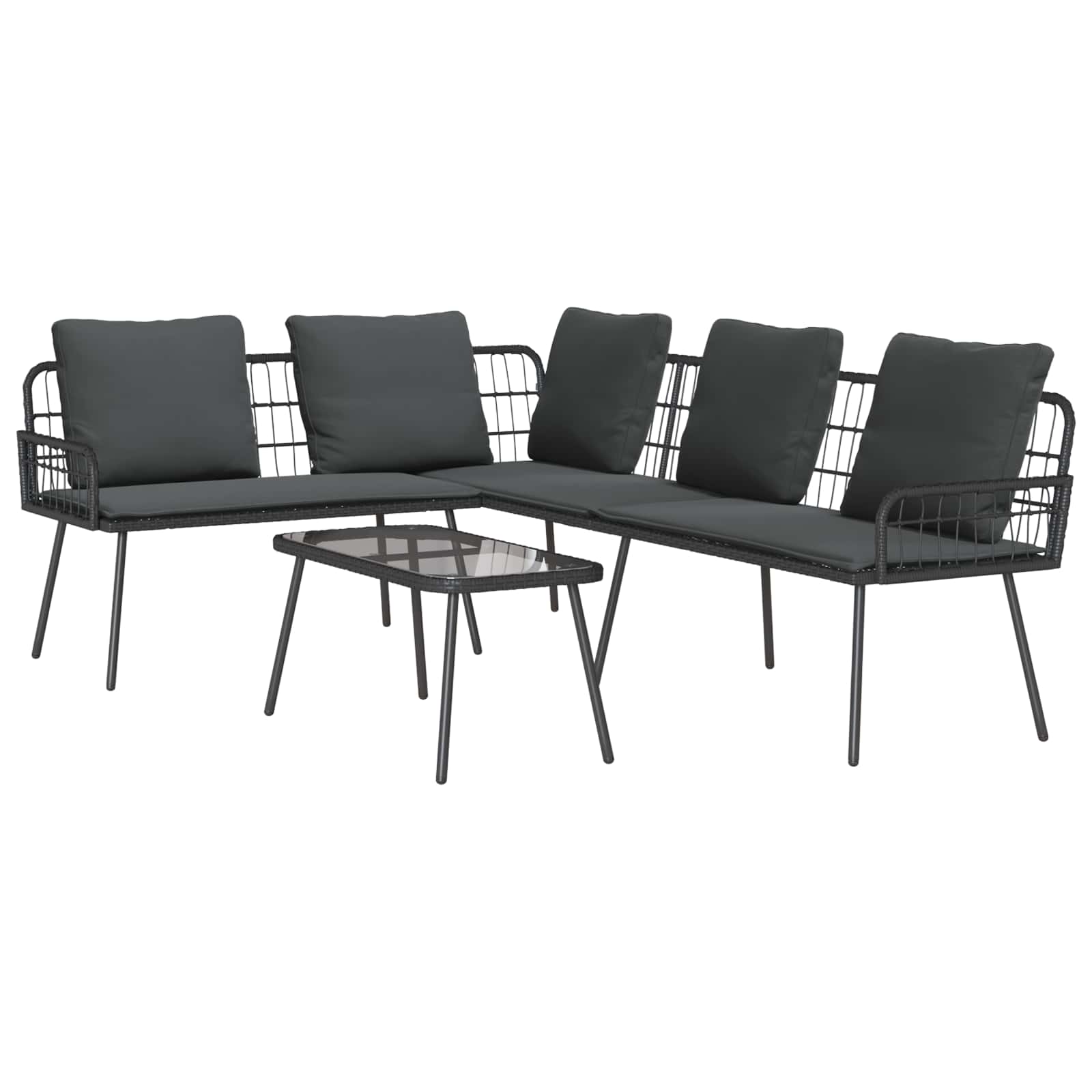 Trädgårdsoffset Med Kudde 2 Pcs Svart Konstrotting