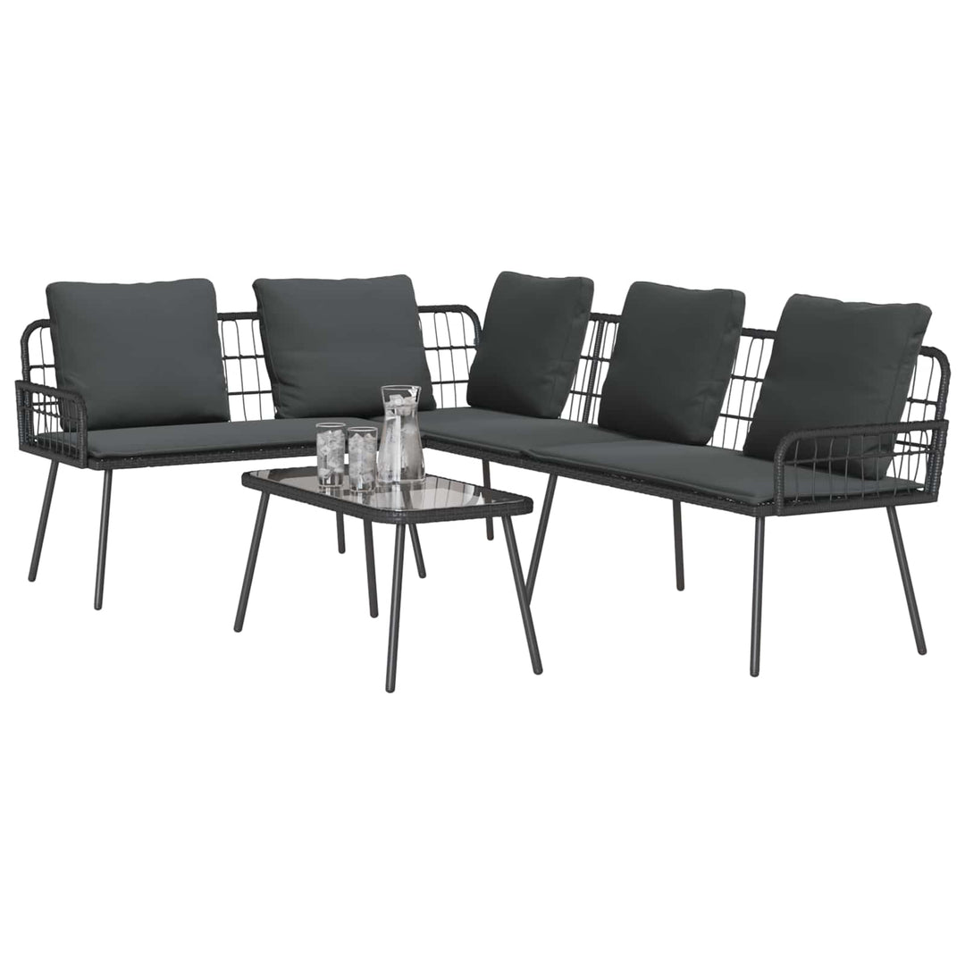 Trädgårdsoffset Med Kudde 2 Pcs Svart Konstrotting