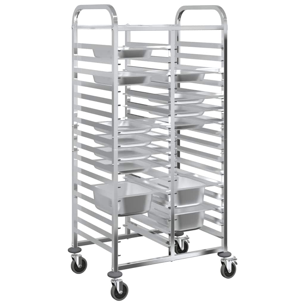 Brickvagn Med 32 Gn-Behållare 75X55X162,5 Cm Rostfritt Stål
