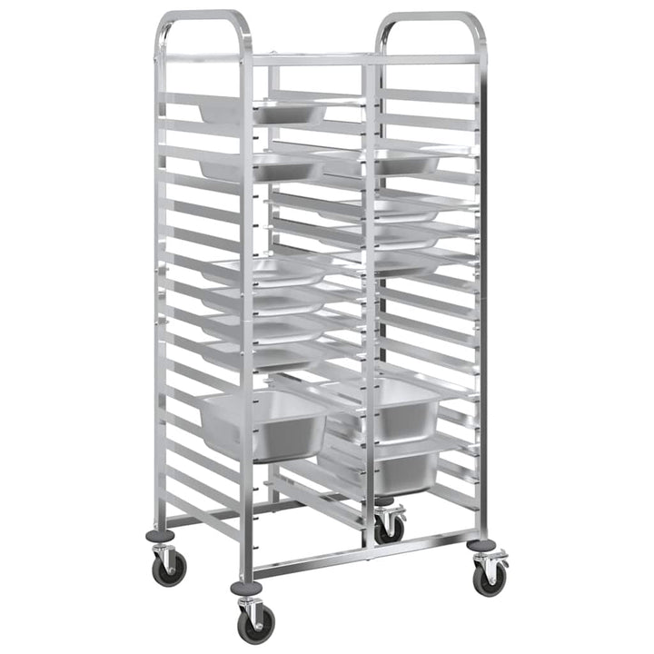 Brickvagn Med 32 Gn-Behållare 75X55X162,5 Cm Rostfritt Stål
