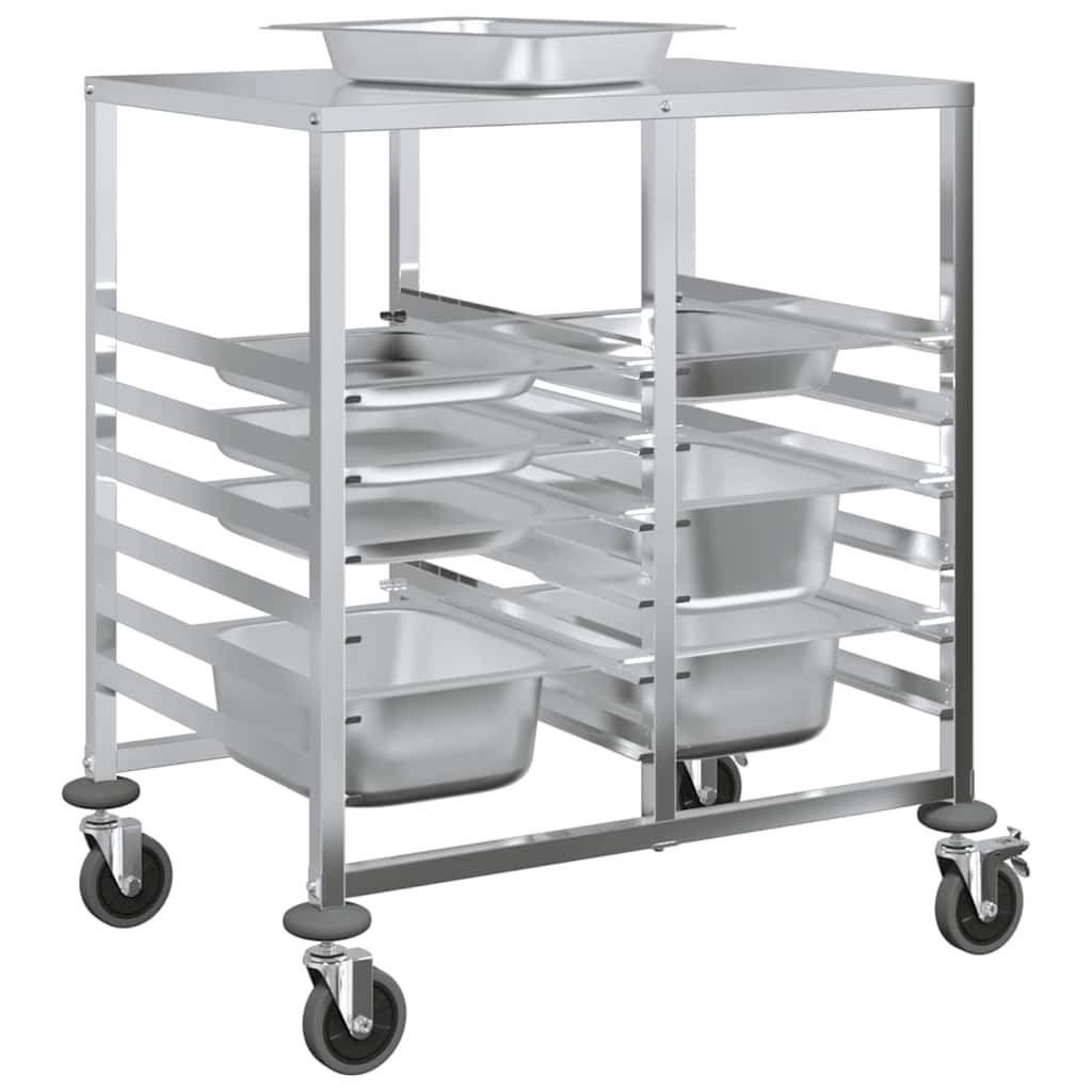 Brickvagn Med 12 Gn-Behållare 75X55X87 Cm Rostfritt Stål