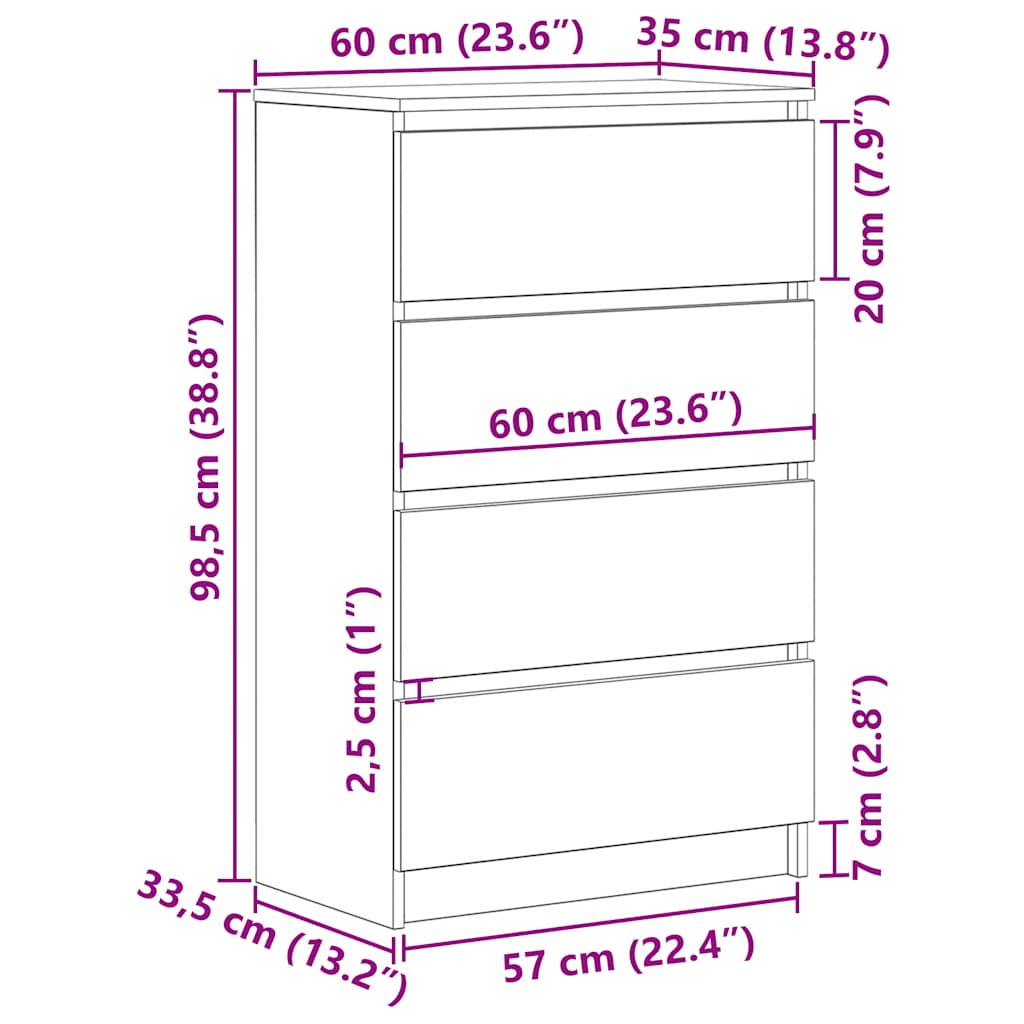 Skänk 60X35X98,5 Cm Konstruerat Trä