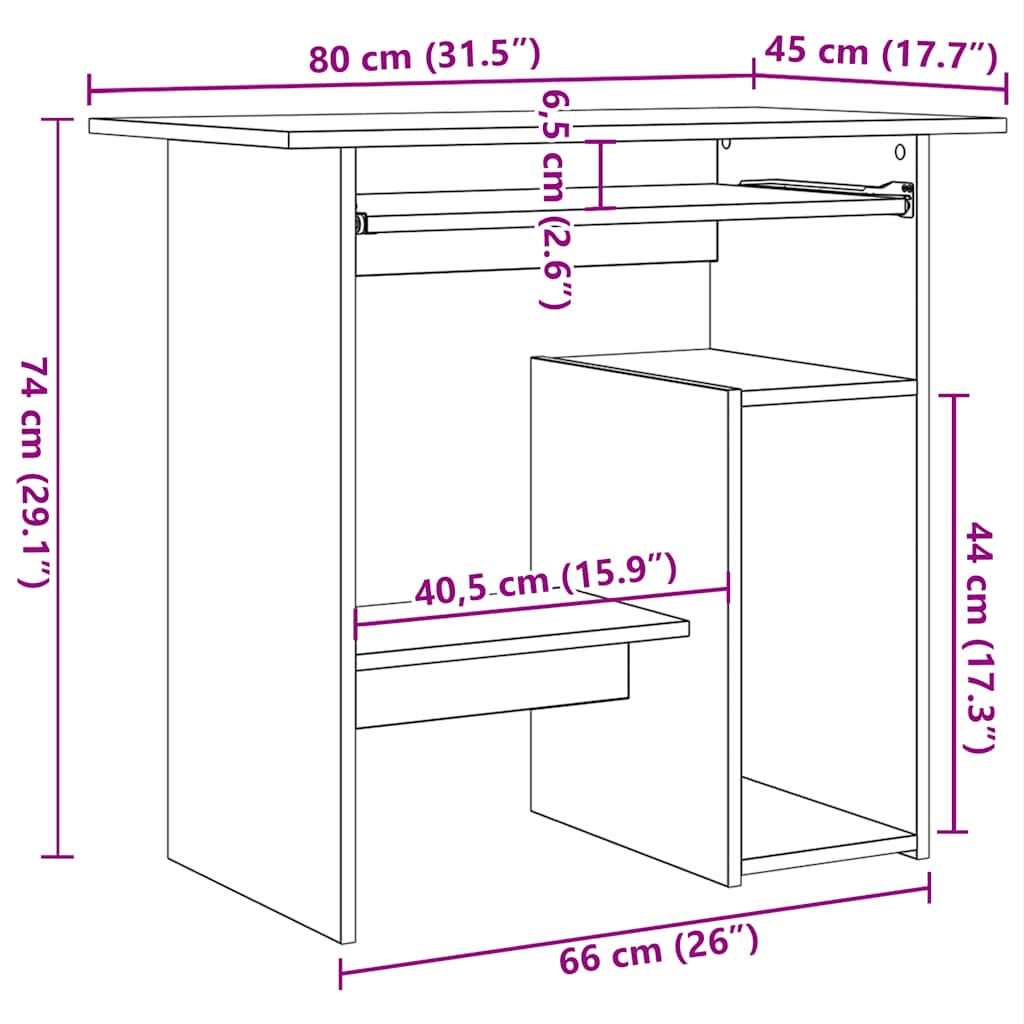 Skrivbord 80X45X74 Cm Konstruerat Trä