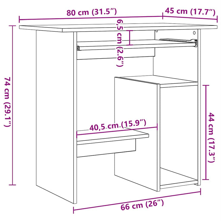Skrivbord 80X45X74 Cm Konstruerat Trä