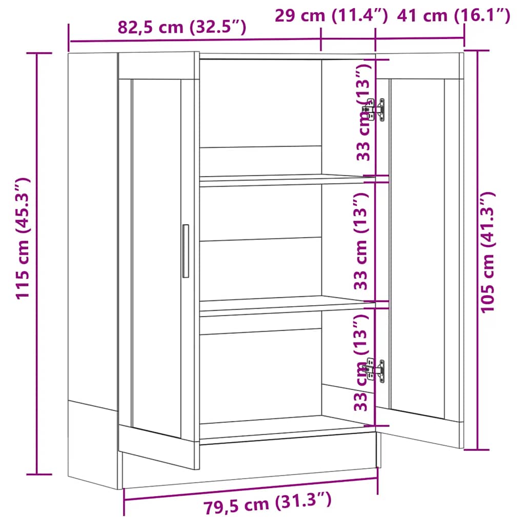 Bokhylla 82,5X30,5X Konstruerat Trä