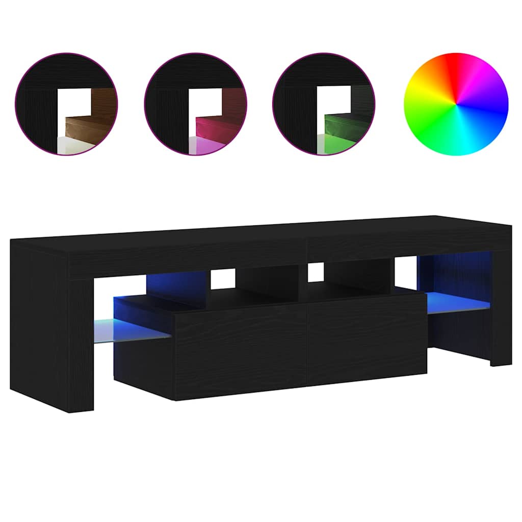 Tv-Bänk Med Led-Lampor 140X36,5X40 Cm Konstruerat Trä