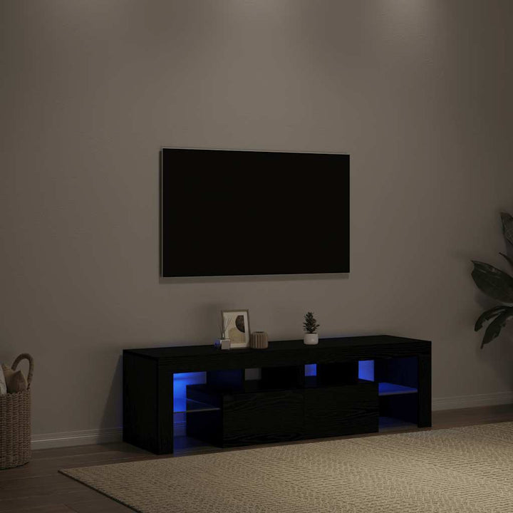 Tv-Bänk Med Led-Lampor Åldrat Trä 140X36,5X40Cm Konstruerat Trä