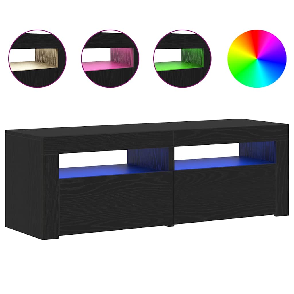 Tv-Bänk Med Led-Lampor 120X35X40 Cm Konstruerat Trä
