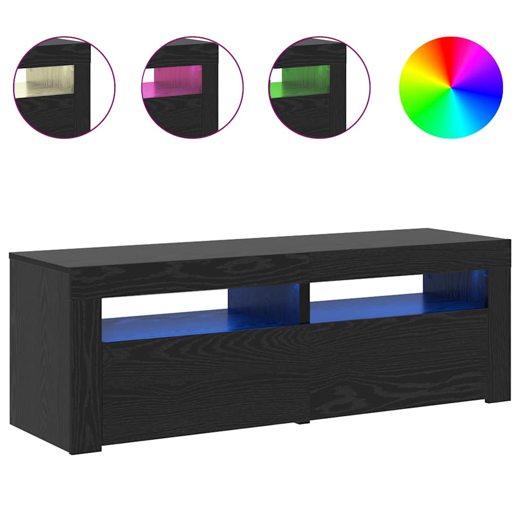 Tv-Bänk Med Led-Lampor 120X35X40 Cm Konstruerat Trä