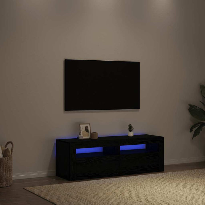 Tv-Bänk Med Led-Lampor 120X35X40 Cm Konstruerat Trä