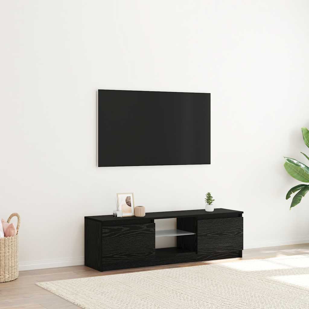 Tv-Bänk Med Led-Lampor Konstruerat Trä