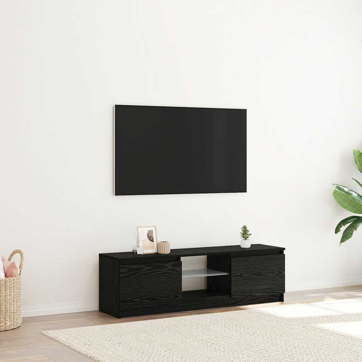 Tv-Bänk Med Led-Lampor Konstruerat Trä