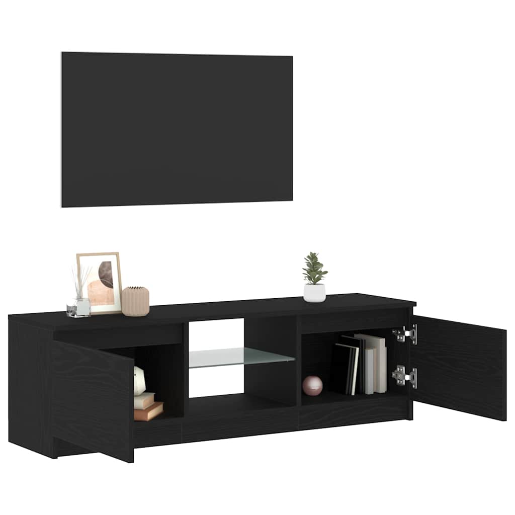 Tv-Bänk Med Led-Lampor Konstruerat Trä