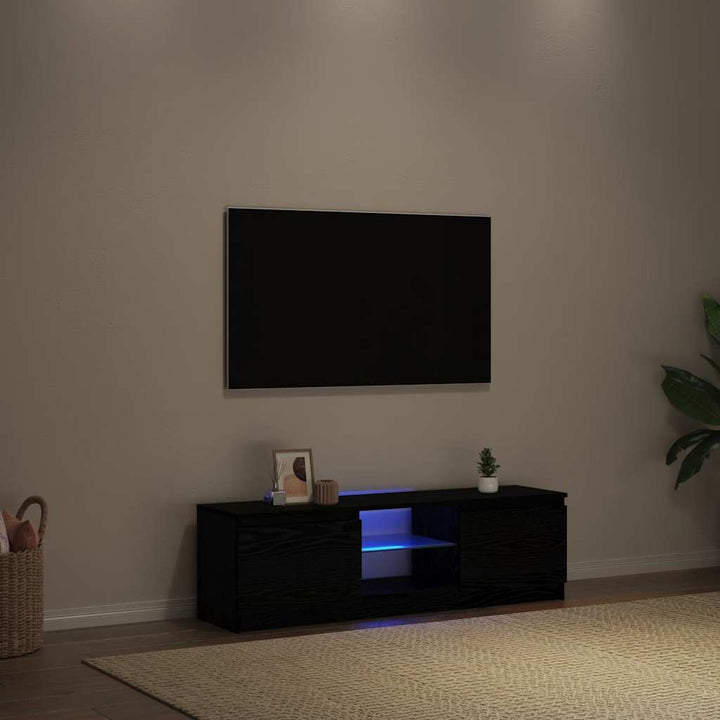 Tv-Bänk Med Led-Lampor Konstruerat Trä