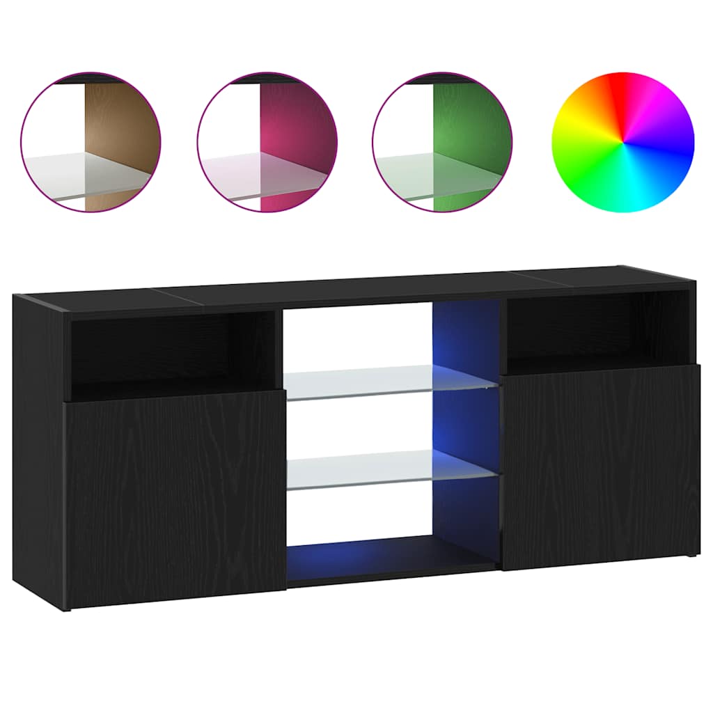 Tv-Bänk Med Led-Lampor 120X30X50 Cm Konstruerat Trä
