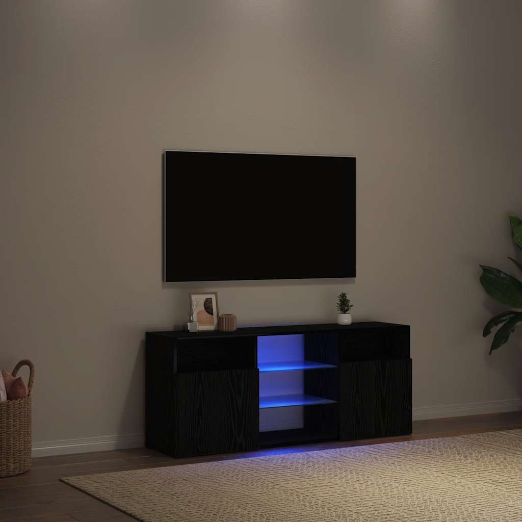 Tv-Bänk Med Led-Lampor 120X30X50 Cm Konstruerat Trä