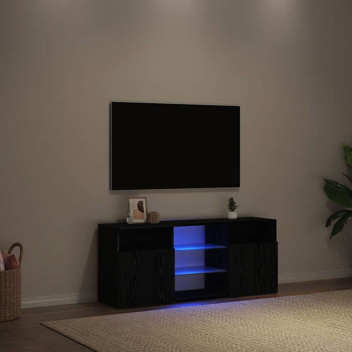 Tv-Bänk Med Led-Lampor 120X30X50 Cm Konstruerat Trä