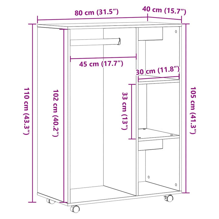 Garderob 80X40X110 Cm Konstruerat Trä